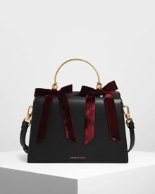 Charleskeith.com Pte. Ltd. Velvet Bow Detail Top Handle Bag