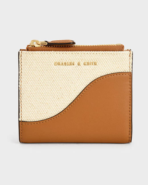 C.H.A.R.L.E.S and K.E.I.T.H Basic Posh Zip Around Long Wallet in Apricot PU  Leather - Ladies Long Wallet