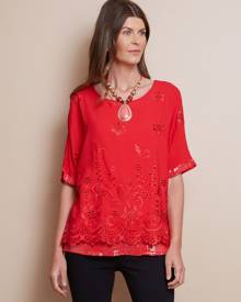 W.Lane Layered Embroidery Sequin Top