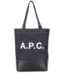 A.P.C. logo print denim tote