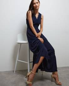 Noni B Lace Trim V-Neck Maxi Dress