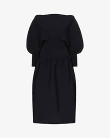 Bottega Veneta Womens Black Pouf Sleeve Flared Midi Dress