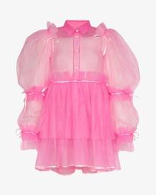 Viktor & Rolf Womens Pink Mary Darling Pouf Sleeve Tulle Dress