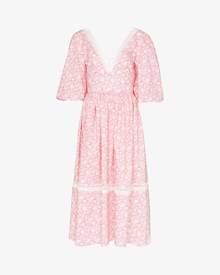 Masterpeace Womens Pink Pouf Sleeve Floral Cotton Midi Dress