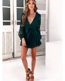 Hello Molly Wake Up To The City of Dreams Romper Forest Green