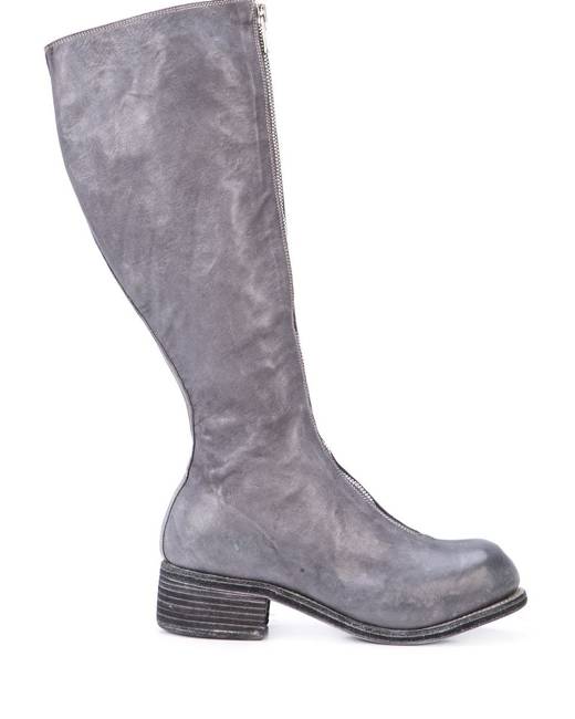 gray suede high boots