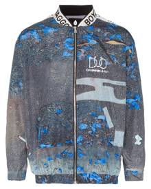 DUOltd logo band print bomber jacket - Blue