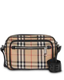 Burberry Vintage Check and Leather Crossbody Bag - Neutrals