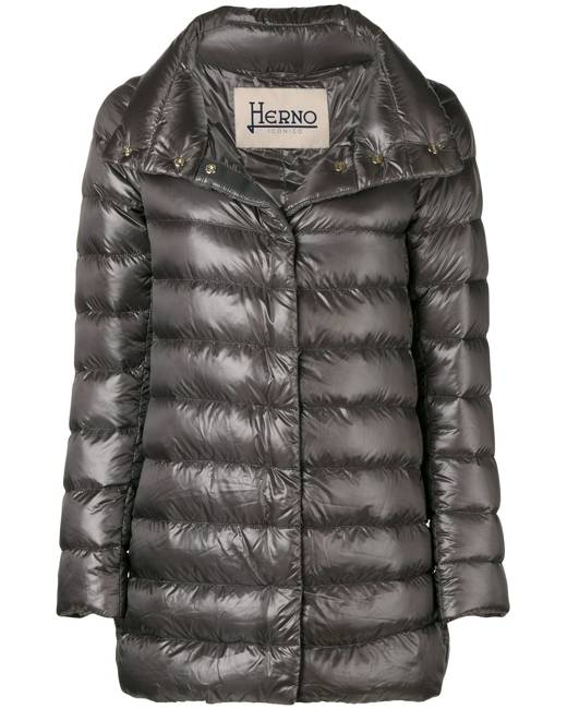 herno half button puffer coat