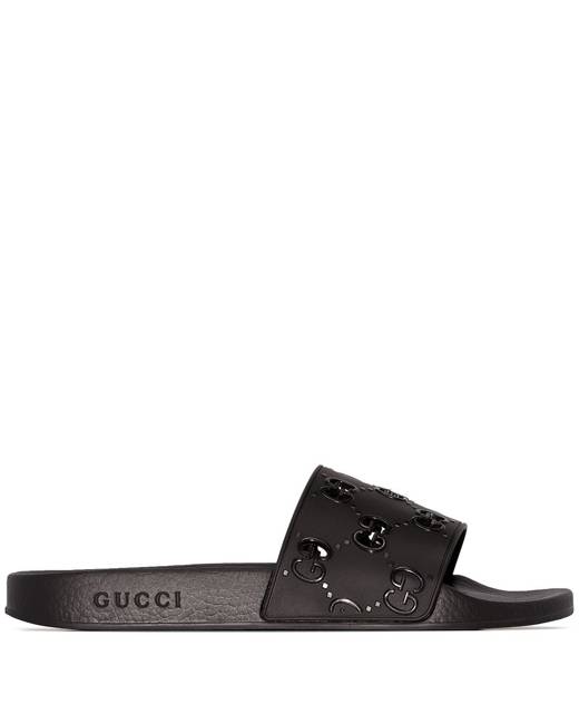 gucci black gg sandals