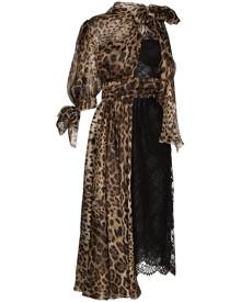 Dolce & Gabbana paneled lace leopard midi dress - Black