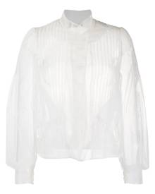 Simone Rocha pleated blouson-sleeved tulle blouse - White