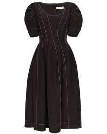 Marni pouf sleeve midi dress - Black