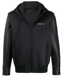Givenchy leather sleeves hooded jacket - Black