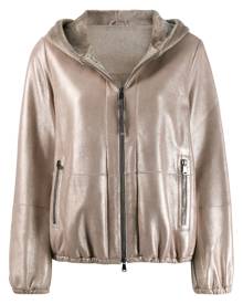 Brunello Cucinelli hooded leather jacket - Gold