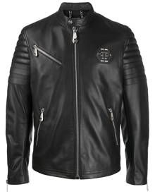 Philipp Plein Leather Moto jacket - Black