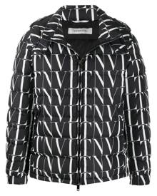 Valentino VLTN print hooded down jacket - Black