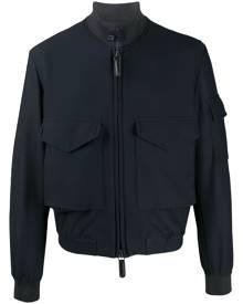 Giorgio Armani high-collar logo bomber jacket - Blue