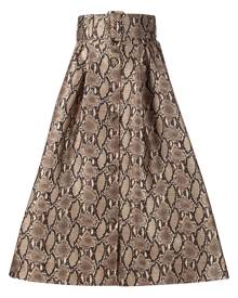MSGM belted-waist snakeskin-print midi skirt - Neutrals
