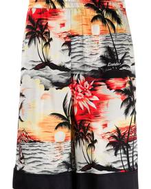 Laneus hawaian print track shorts - Orange