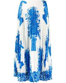 Valentino ceramic print pleated midi skirt - Blue