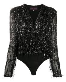Talbot Runhof Froufrou sequin-embellished bodysuit - Black