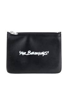 Off-White Quote-motif flat pouch - Black