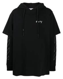 Off-White diagonal-stripe logo-print hoodie - Black