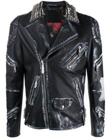 Philipp Plein distressed-look moto jacket - Black