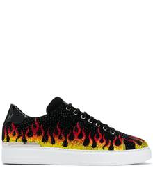 Philipp Plein crystal flame-print sneakers - Black