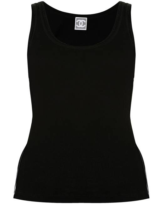 chanel logo tank tops