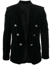 Balmain monogram velvet-effect blazer - Black