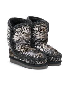 Mou Kids Eskimo snakeskin-print boots - Grey