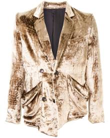 sulvam deconstructed velvet blazer - Brown