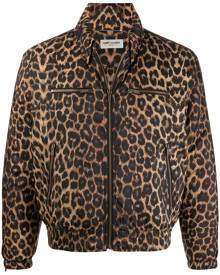 Saint Laurent leopard-print bomber jacket - Brown
