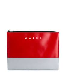 Marni bi-colour logo print pouch - Red