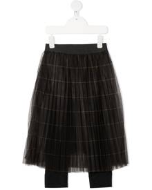 Brunello Cucinelli Kids checked tulle midi skirt - Black