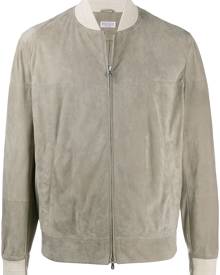 Brunello Cucinelli leather bomber jacket - Neutrals