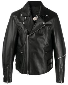 Jil Sander zipped leather biker jacket - Black