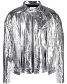 AMBUSH metallic leather bomber jacket - Silver