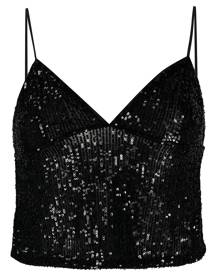 ROTATE sequin embroidered cropped top - Black
