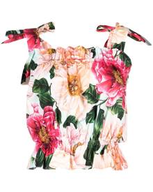 Dolce & Gabbana tie strap floral print cropped top - Pink