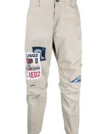 Dsquared2 patch-detail tapered cotton trousers - Neutrals