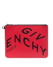 Givenchy logo-print leather pouch - Red