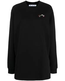 Off-White embroidered floral Arrow sweatshirt dress - Black