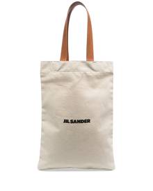 Jil Sander logo-print cotton tote bag - Neutrals