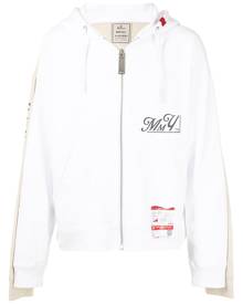 Maison Mihara Yasuhiro layered-detail zip-up hoodie - White