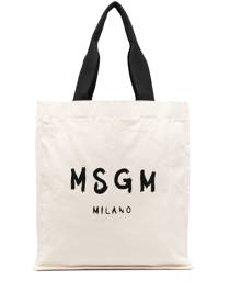 MSGM logo-print cotton tote bag - Neutrals