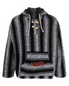 PACCBET rassvet-print stripe-woven hoodie - Black