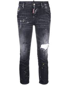 Dsquared2 paint-splatter cropped jeans - Black